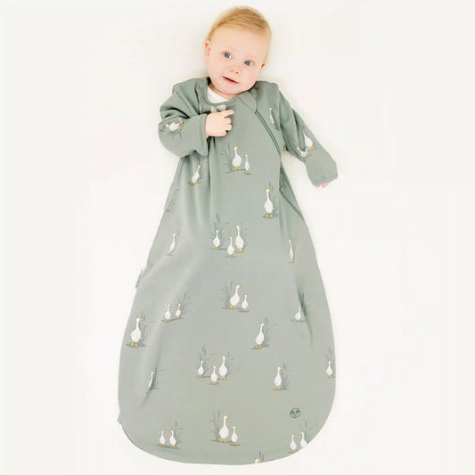 Slumber Sack, Baby Sleep Bag with Sleeves, Merino Wool & Organic Cotton, Goose